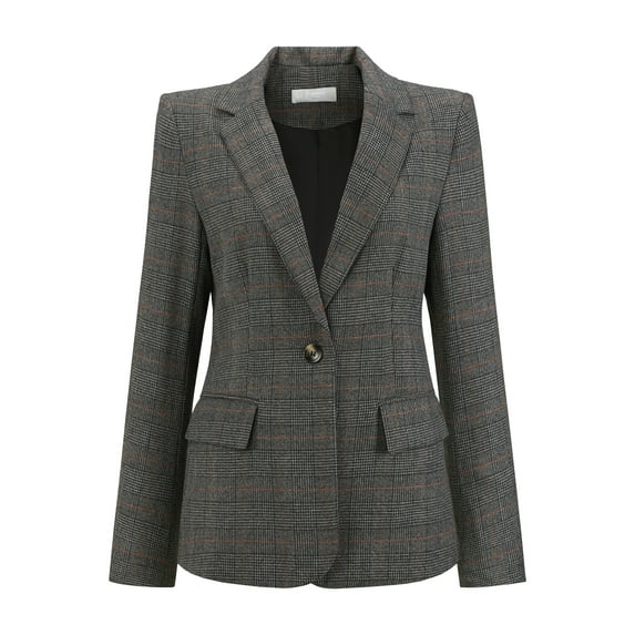 DARING DIVA Women's Houndstooth Plaid Blazer Business Suit Jacket S Black Grey