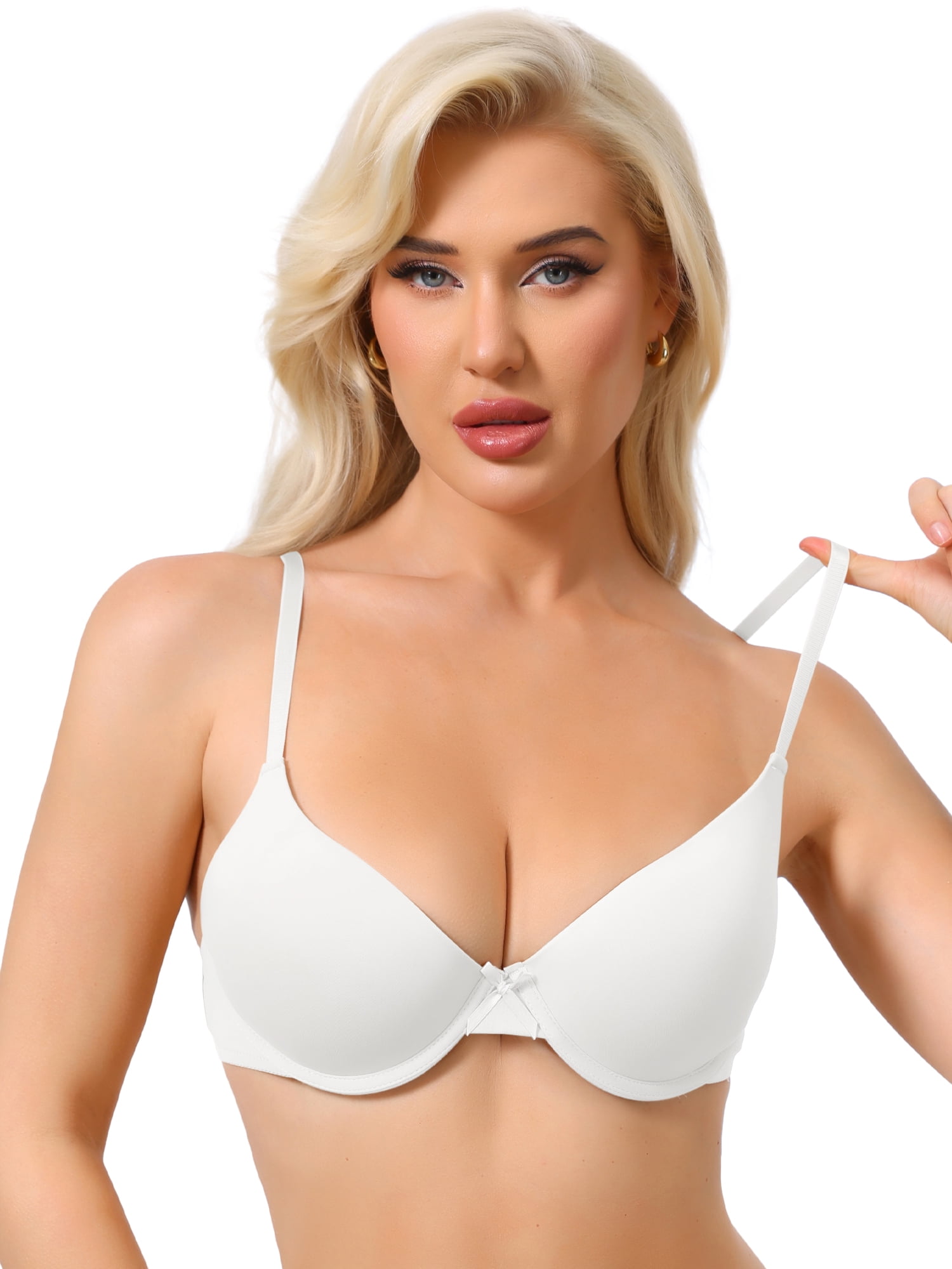 DARING DIVA Women's Ice Silk Lightweight Full Cup Bra B 36 White