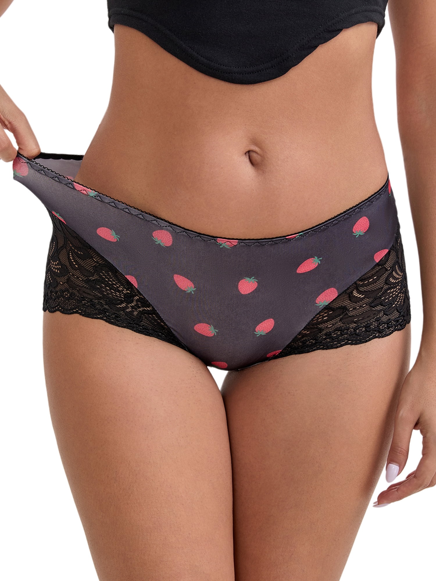 DARING DIVA Women's Ice Silk Mid-Waisted Full Coverage Boxer Briefs M Red