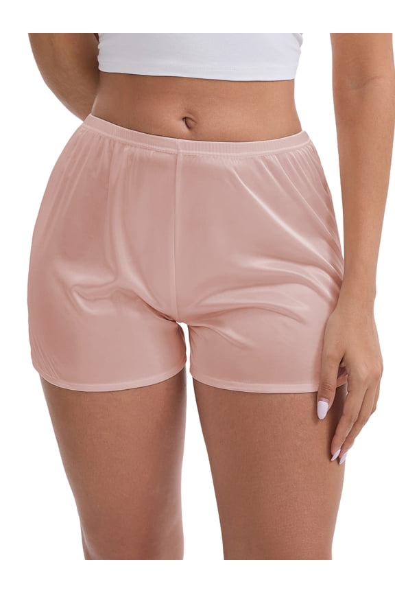Women's Ice Silk Smooth Slip Shorts for Lounge and Pettipants M Pink