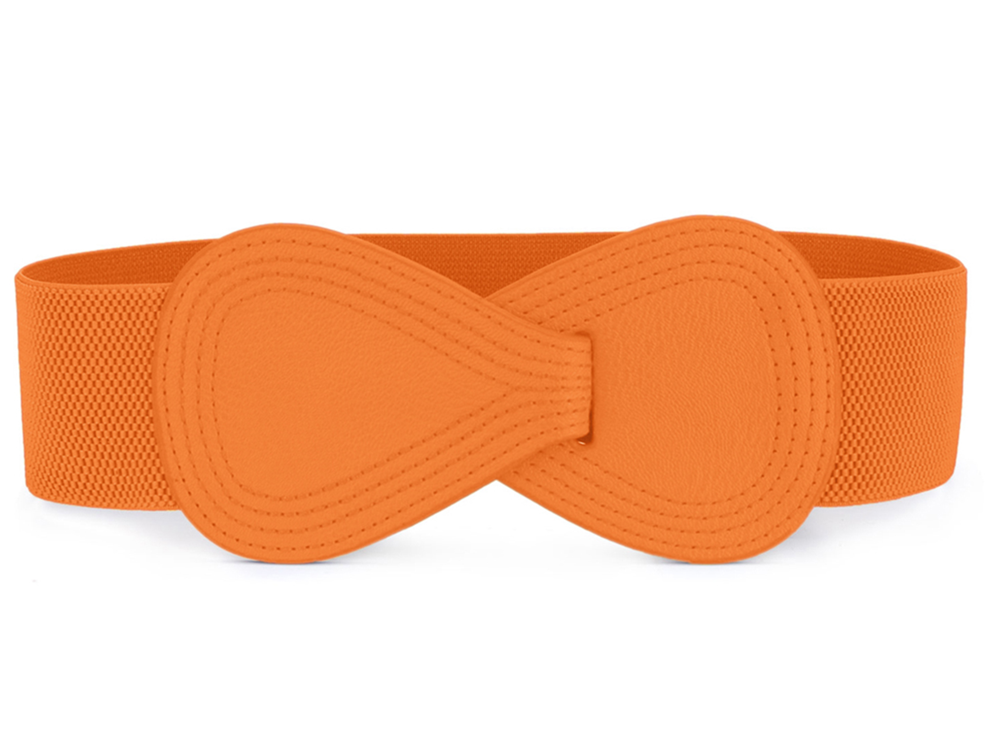DARING DIVA Women's Interlock Faux Leather Elastic Buckle Belt 31"x43" Orange