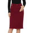 thumbnail image 1 of DARING DIVA Women's Jean Back Vent Midi Length Denim Skirts S Dark Red, 1 of 6