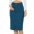 thumbnail image 1 of DARING DIVA Women's Jean Back Vent Midi Length Denim Skirts XL Peacock Blue, 1 of 6