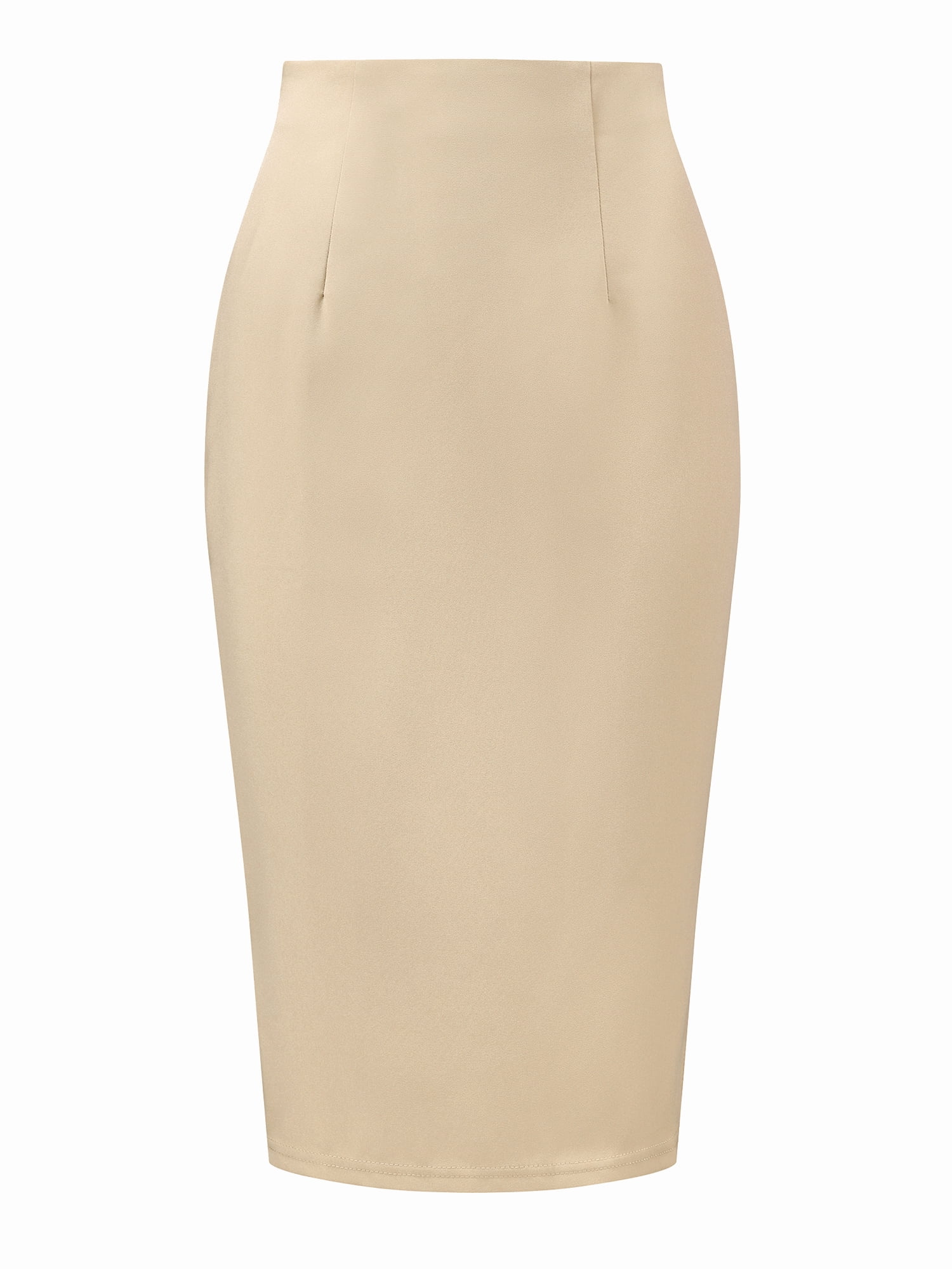 DARING DIVA Women's Knee Length High Waist Bodycon Suit Skirt Medium Stone