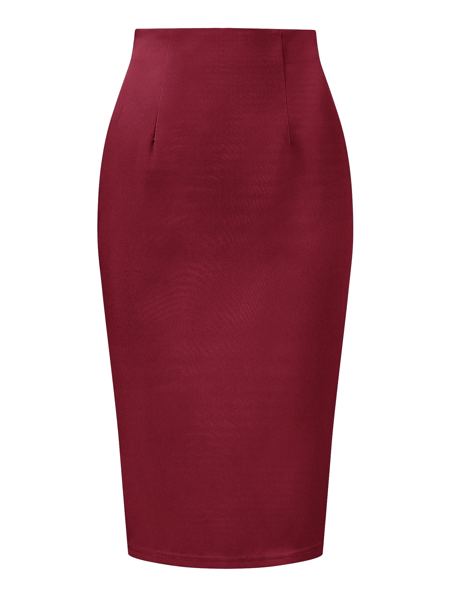 DARING DIVA Women's Knee Length High Waist Bodycon Suit Skirt X-Large Burgundy