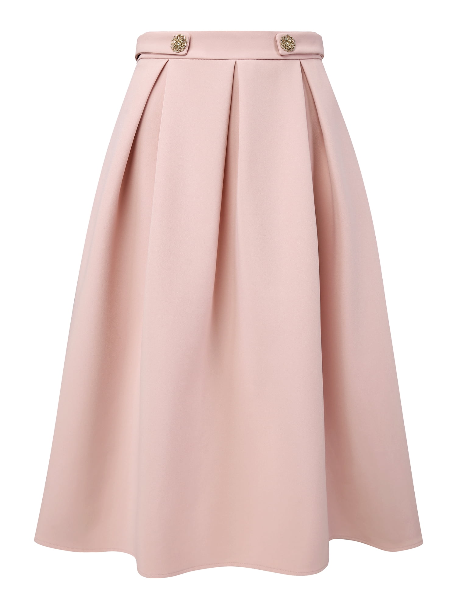 DARING DIVA Women's Knee Length Pleated A-line Skirt XX-Large Pink
