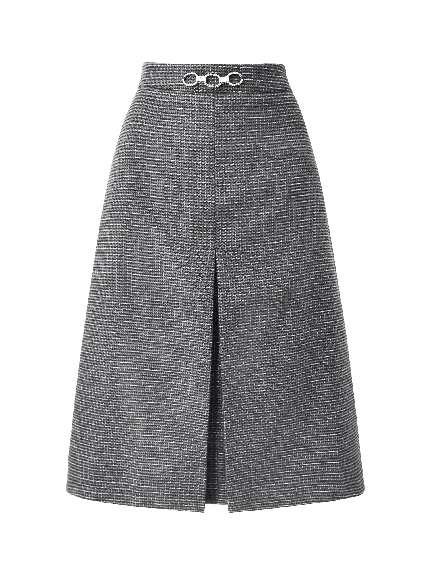 DARING DIVA Women's Knee Length Skirt High Waist Tartan Plaid Skirt M Black White