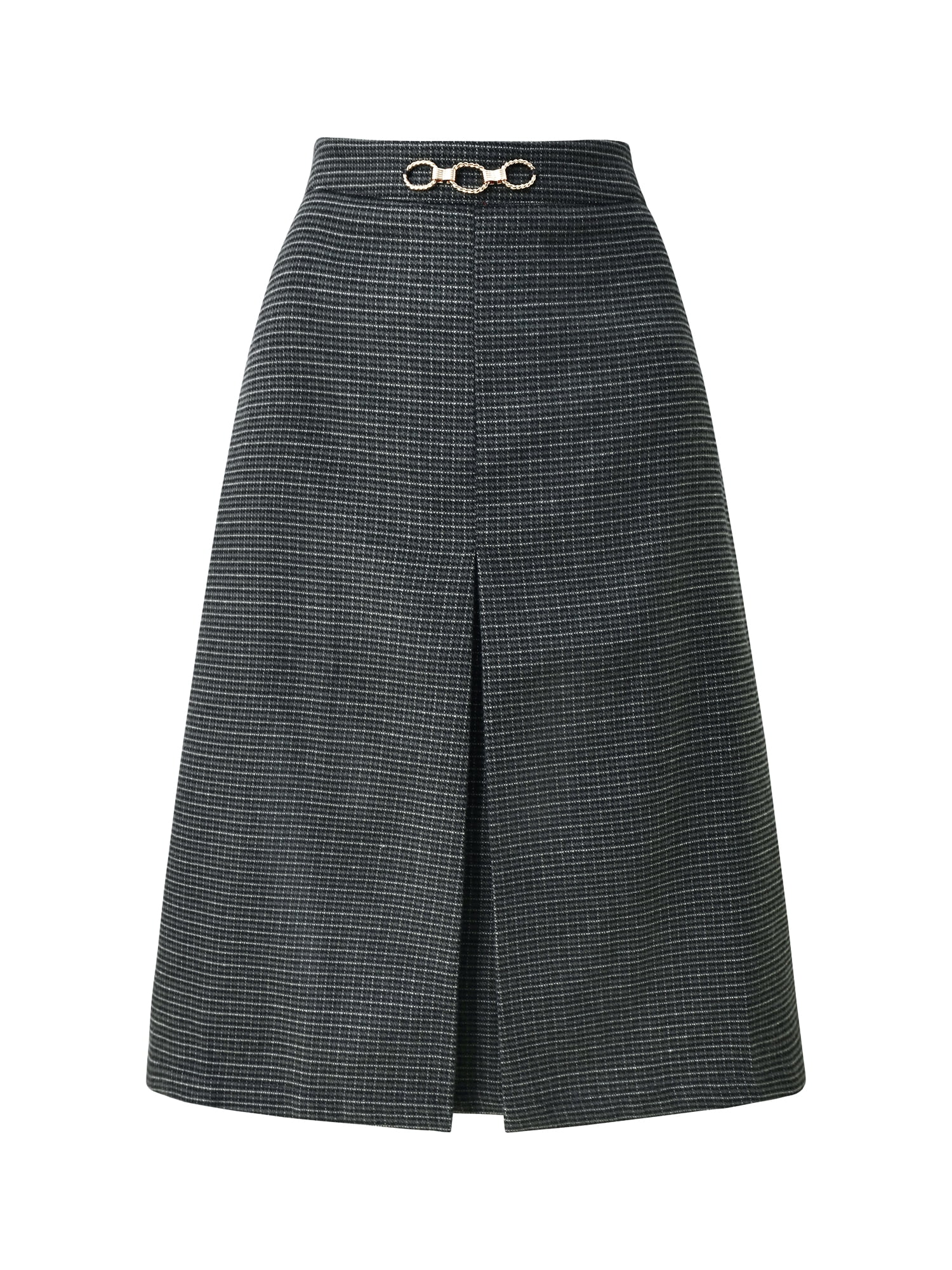 DARING DIVA Women's Knee Length Skirt High Waist Tartan Plaid Skirt S Dark Grey