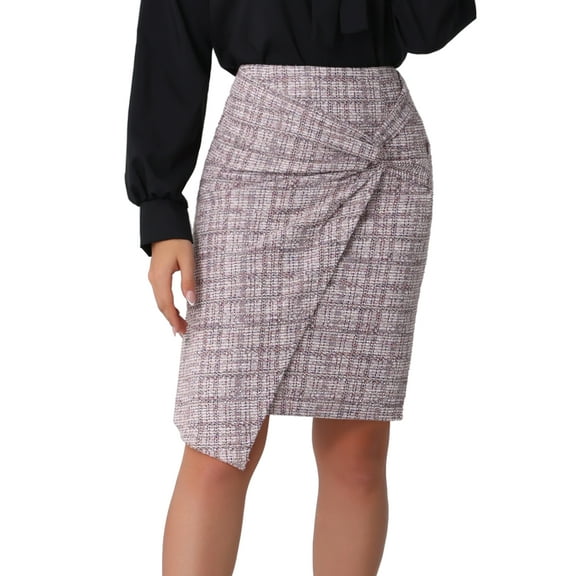 DARING DIVA Women's Knee Length Wrap Front Skirt for Office and Casual Wear XS