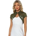 thumbnail image 1 of DARING DIVA Women's Lace Cardigan Stand Collar Short Shrugs XL Army Green, 1 of 6