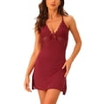 thumbnail image 1 of DARING DIVA Women's Lace Deep V Neck Sleeveless Nightgown Sleep Dress M Red, 1 of 6
