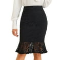 thumbnail image 1 of DARING DIVA Women's Lace Knee Length Bodycon Fishtail Skirt XS Black, 1 of 6