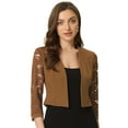 thumbnail image 1 of DARING DIVA Women's Lace Panel Crop Bolero Shrug Dress for Work Office M Brown, 1 of 7