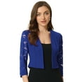 thumbnail image 1 of DARING DIVA Women's Lace Panel Crop Bolero Shrug Dress for Work Office M Royal Blue, 1 of 7