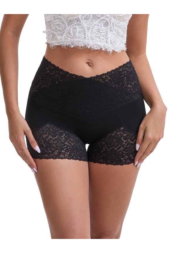 Women's Lace Seamless Tummy Control Hip Lifting Panties S Black