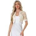 thumbnail image 1 of DARING DIVA Women's Lace Shrug Bolero Satin Panel Crop Cardigans L Beige, 1 of 5