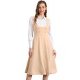 thumbnail image 1 of DARING DIVA Women's Lace Trim Button Overalls Midi Vintage Pinafore Dress L Beige, 1 of 6