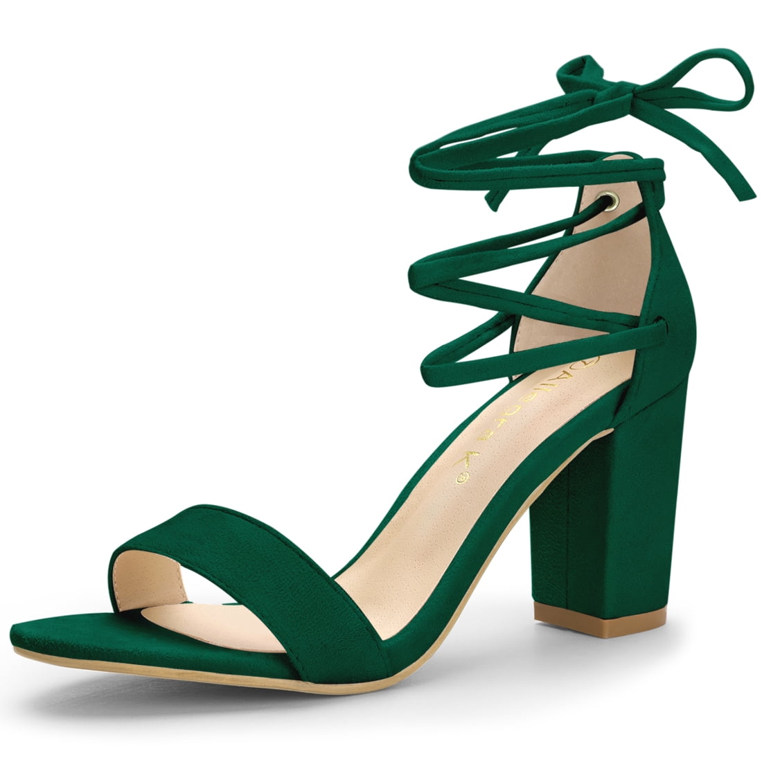 DARING DIVA Women's Lace Up Chunky Strappy High Heels Sandal Green 8
