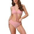thumbnail image 1 of DARING DIVA Women's Lace Up Decoration Push Up Bikini Sets Small Pink, 1 of 6