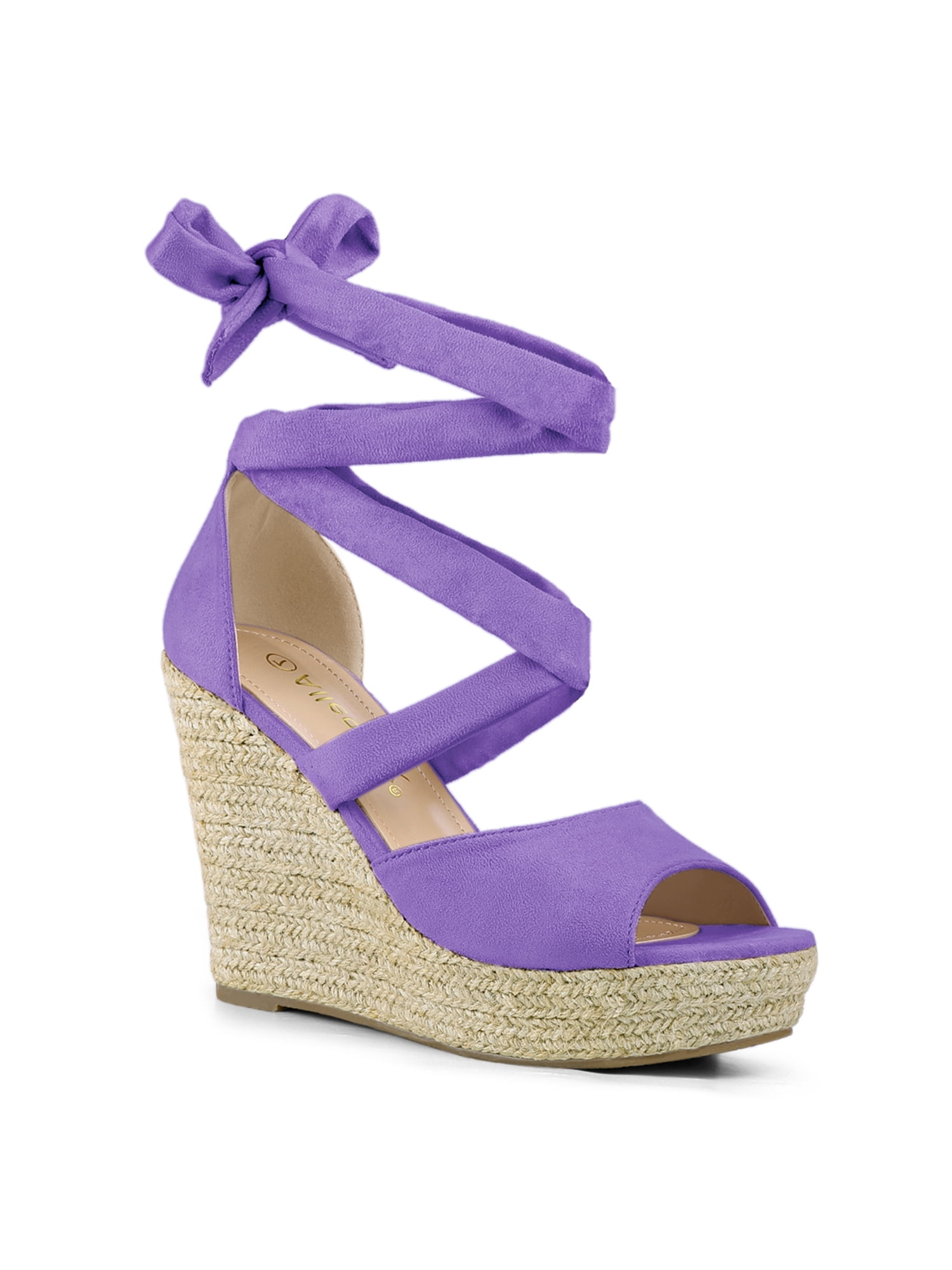 DARING DIVA Women's Lace Up Espadrilles Platform Wedges Sandals Purple 8.5