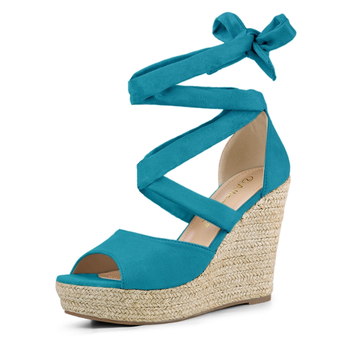 DARING DIVA Women's Lace Up Espadrilles Platform Wedges Sandals Teal 9