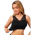 thumbnail image 1 of DARING DIVA Women's Lace V Back Wireless Full Coverage Push Up Pullover Bra 3XL Black, 1 of 6