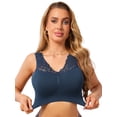 thumbnail image 1 of DARING DIVA Women's Lace V Back Wireless Full Coverage Push Up Pullover Bra L Blue, 1 of 6