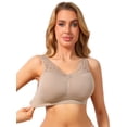 thumbnail image 1 of DARING DIVA Women's Lace V Back Wireless Full Coverage Push Up Pullover Bra M Beige, 1 of 6