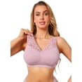 thumbnail image 1 of DARING DIVA Women's Lace V Back Wireless Full Coverage Push Up Pullover Bra M Pink, 1 of 6