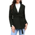 thumbnail image 1 of DARING DIVA Women's Lapel Collar One Button Overcoat with Belt XS Black, 1 of 7