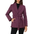 thumbnail image 1 of DARING DIVA Women's Lapel Collar One Button Overcoat with Belt XS Purple, 1 of 8