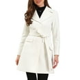 thumbnail image 1 of DARING DIVA Women's Lapel Collared Belted Trench Outerwear Coat L White, 1 of 6