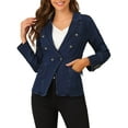 thumbnail image 1 of DARING DIVA Women's Lapel Jeans Blazer Denim Jacket W Pockets XXL Mid-Blue, 1 of 6