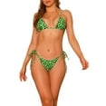 thumbnail image 1 of DARING DIVA Women's Leopard Print Halter Bikini Sets 2 Pieces M Green, 1 of 6