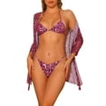 thumbnail image 1 of DARING DIVA Women's Leopard Print Halter Bikini Sets, 3-Piece Swimsuit S Fuchsia, 1 of 6