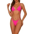 thumbnail image 1 of DARING DIVA Women's Leopard Print Triangle Bikini Sets 1 Piece S Rose Red, 1 of 6
