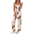 thumbnail image 1 of DARING DIVA Women's Leopard Satin Silky Soft V Neck Spaghetti Pants Pajama Set M Champagne, 1 of 7