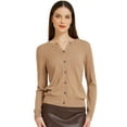 thumbnail image 1 of DARING DIVA Women's Lightweight Button Crew Neck Cardigan S Camel, 1 of 6