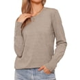 thumbnail image 1 of DARING DIVA Women's Lightweight Crew Neck Long Sleeve Sweaters Tops XS Camel, 1 of 6