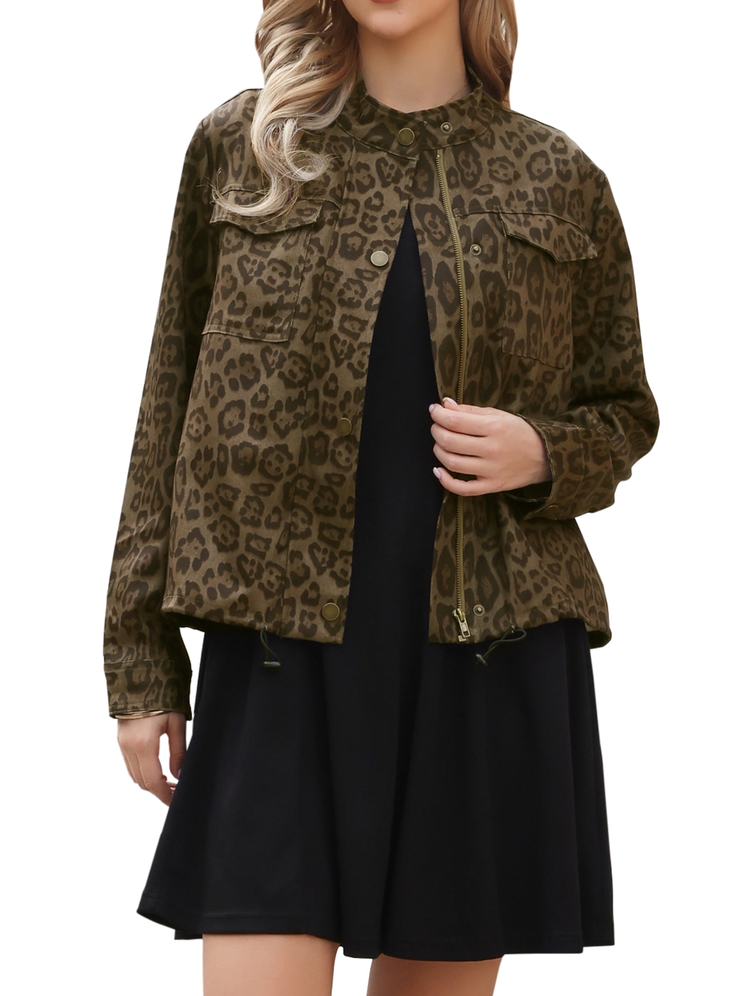DARING DIVA Women's Lightweight Shacket Button Down Spring Jacket M Brown