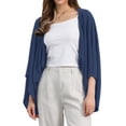 thumbnail image 1 of DARING DIVA Women's Linen Cardigan 3/4 Sleeve Open Front Lightweight Shrug M Dark Blue, 1 of 8