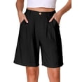 thumbnail image 1 of DARING DIVA Women's Linen Summer Bermuda Shorts Small Black, 1 of 6
