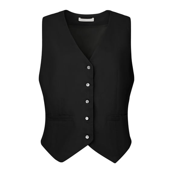 DARING DIVA Women's Linen Vest Button Down V Neck Business Waistcoat 2XL Black