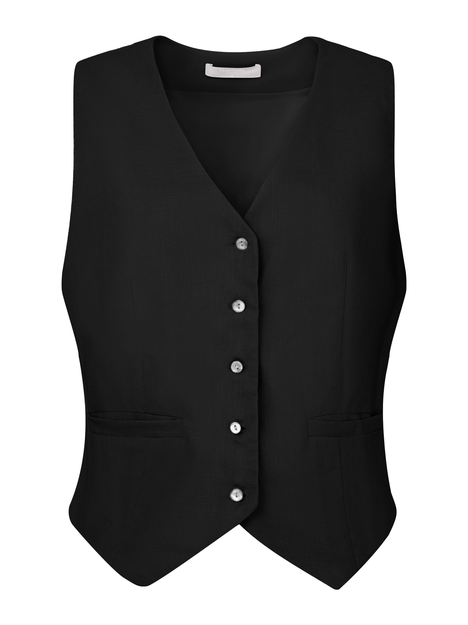DARING DIVA Women's Linen Vest Button Down V Neck Business Waistcoat XL Black
