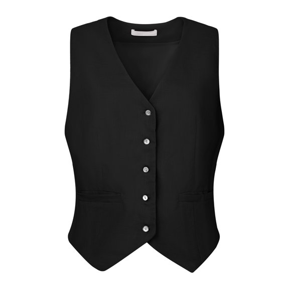 DARING DIVA Women's Linen Vest Button Down V Neck Business Waistcoat XL Black