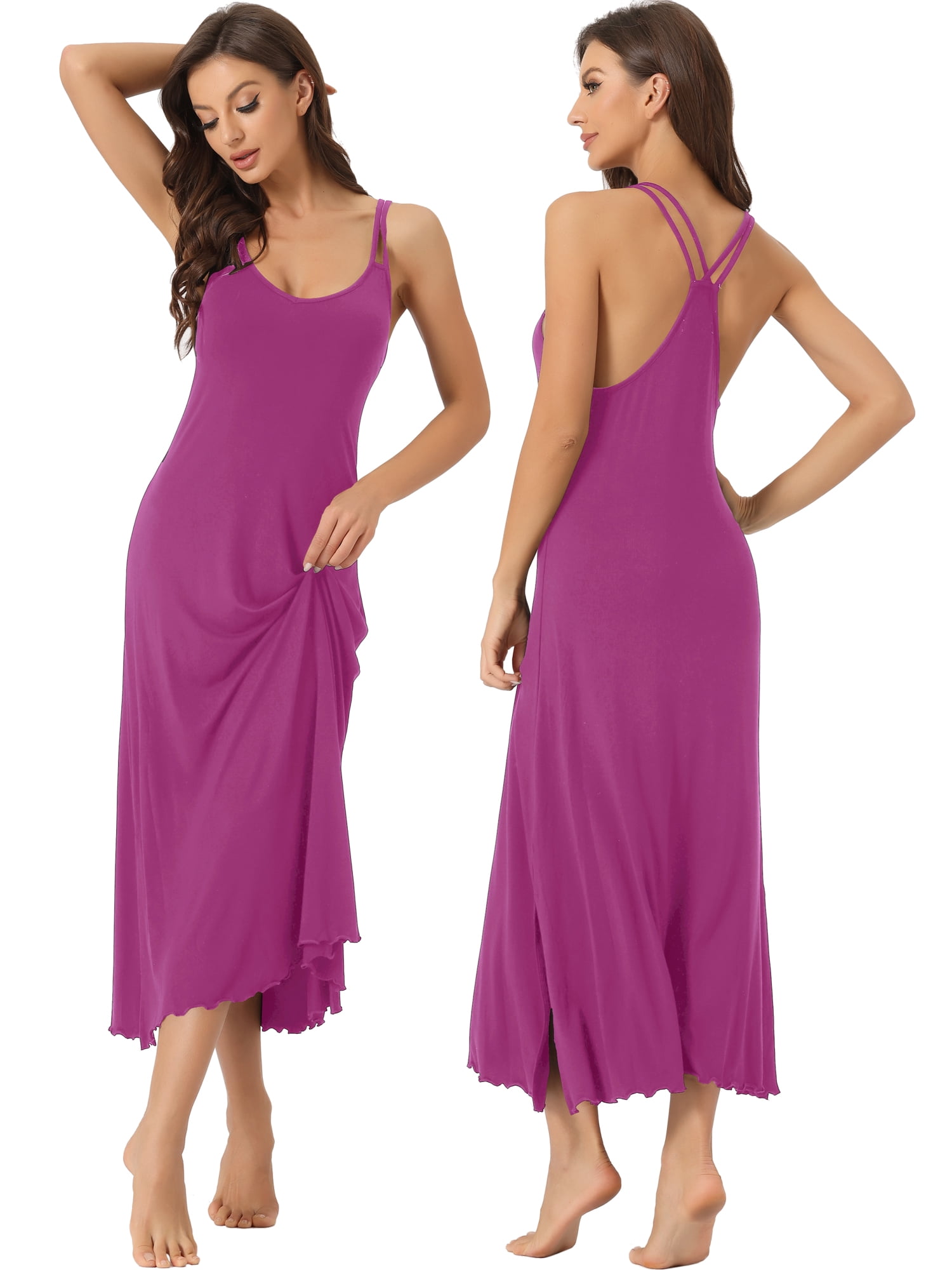 DARING DIVA Women's Lingerie Nighties Midi Racer Back Pajama Dress XL Rose Red
