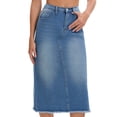 thumbnail image 1 of DARING DIVA Women's Long Denim Split Back Pockets Maxi Jean Skirts Small Blue, 1 of 7