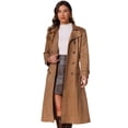 thumbnail image 1 of DARING DIVA Women's Long Faux Suede Fall Winter Trench Coat with Pockets L Brown, 1 of 6