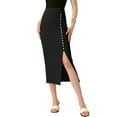 thumbnail image 1 of DARING DIVA Women's Long Pencil Skirt Business Button Decor Midi Skirts S Black, 1 of 6