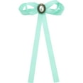 thumbnail image 1 of DARING DIVA Women's Long Ribbon Pre-Tied Bow Tie with Faux Pearl Blue, 1 of 5